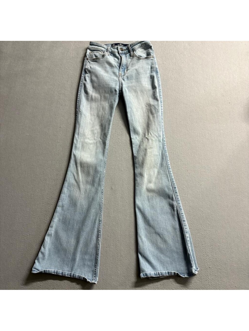Hollister High Rise Vintage Flare Jeans Womens 00R W23 L32 Light Wash Stretch